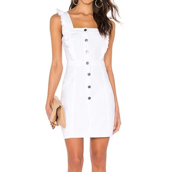 cupcakes & cashmere Dresses & Skirts - Cupcakes and Cashmere Galia Button-Front Sleeveless Ruffle Denim Mini Dress